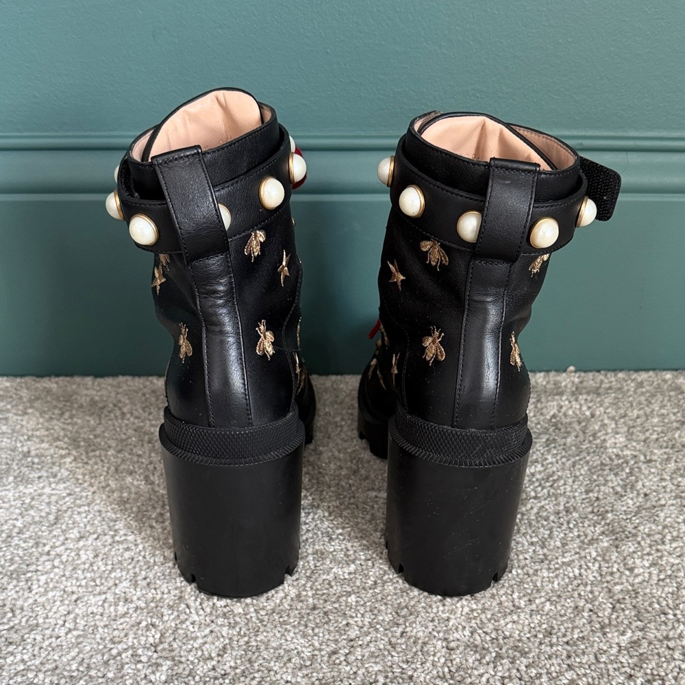 Gucci Combat Boots Removable Pearl Straps 7.5 100% Authentic - Picture 4 of 7